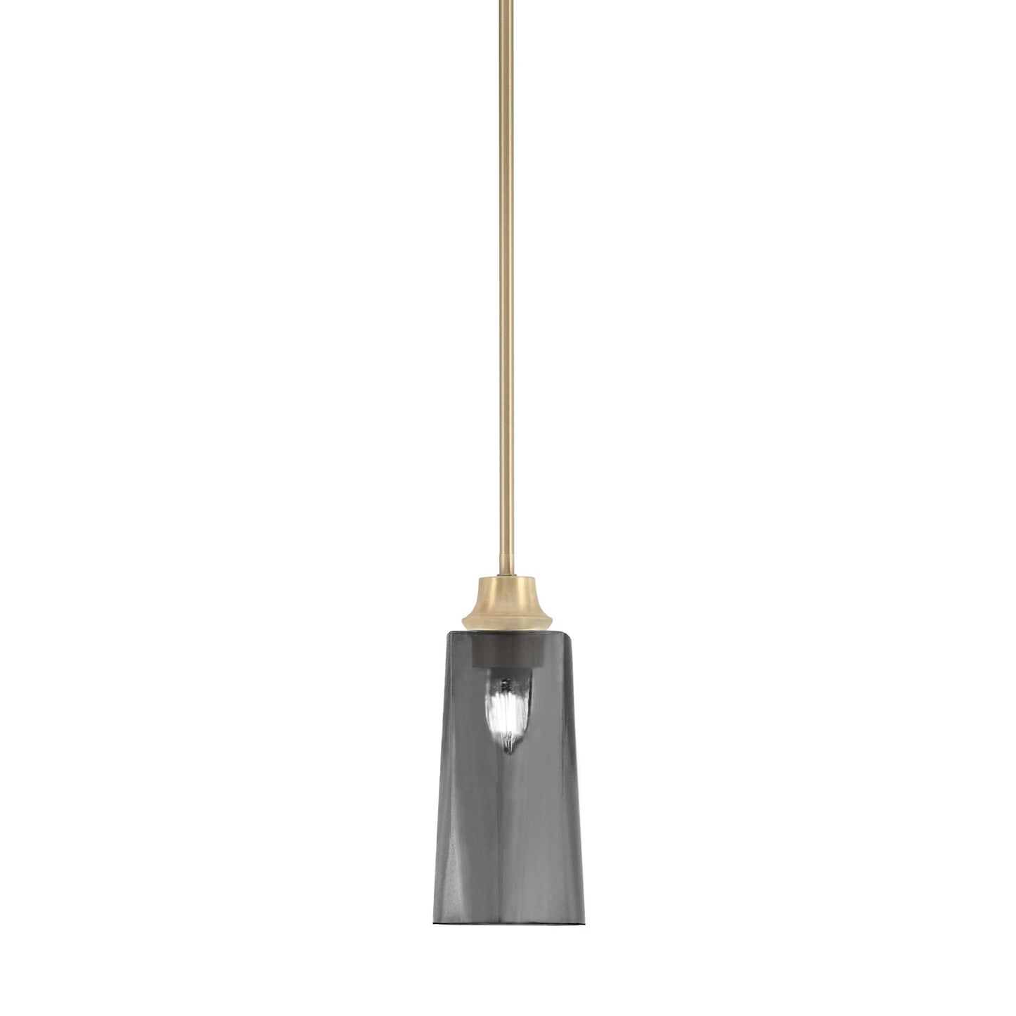 Toltec Stem 1-Light Pendant | New Age Brass and Smoke Bubble Glass | Kitchen Island & Dining Room | 5.25 x 5.25 x 11.75 in | Model 33-NAB-292