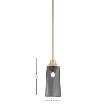 Toltec Stem 1-Light Pendant | New Age Brass and Smoke Bubble Glass | Kitchen Island & Dining Room | 5.25 x 5.25 x 11.75 in | Model 33-NAB-292