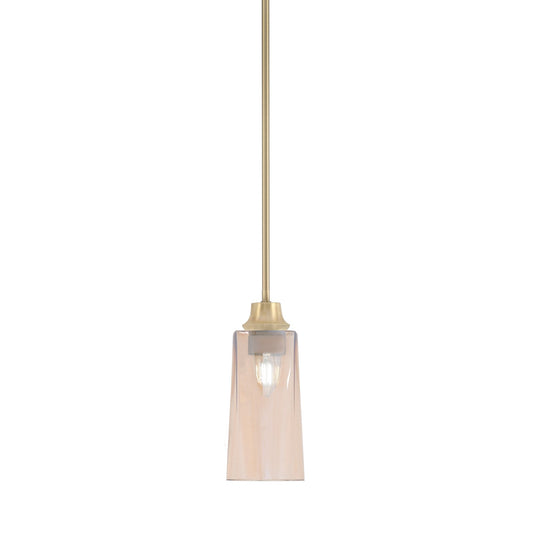 Toltec Stem 5in 1-Light Pendant | New Age Brass Steel and Amber Gradient Glass | Kitchen Island & Dining Room | 5.25 x 11.75 in | Model 33-NAB-293