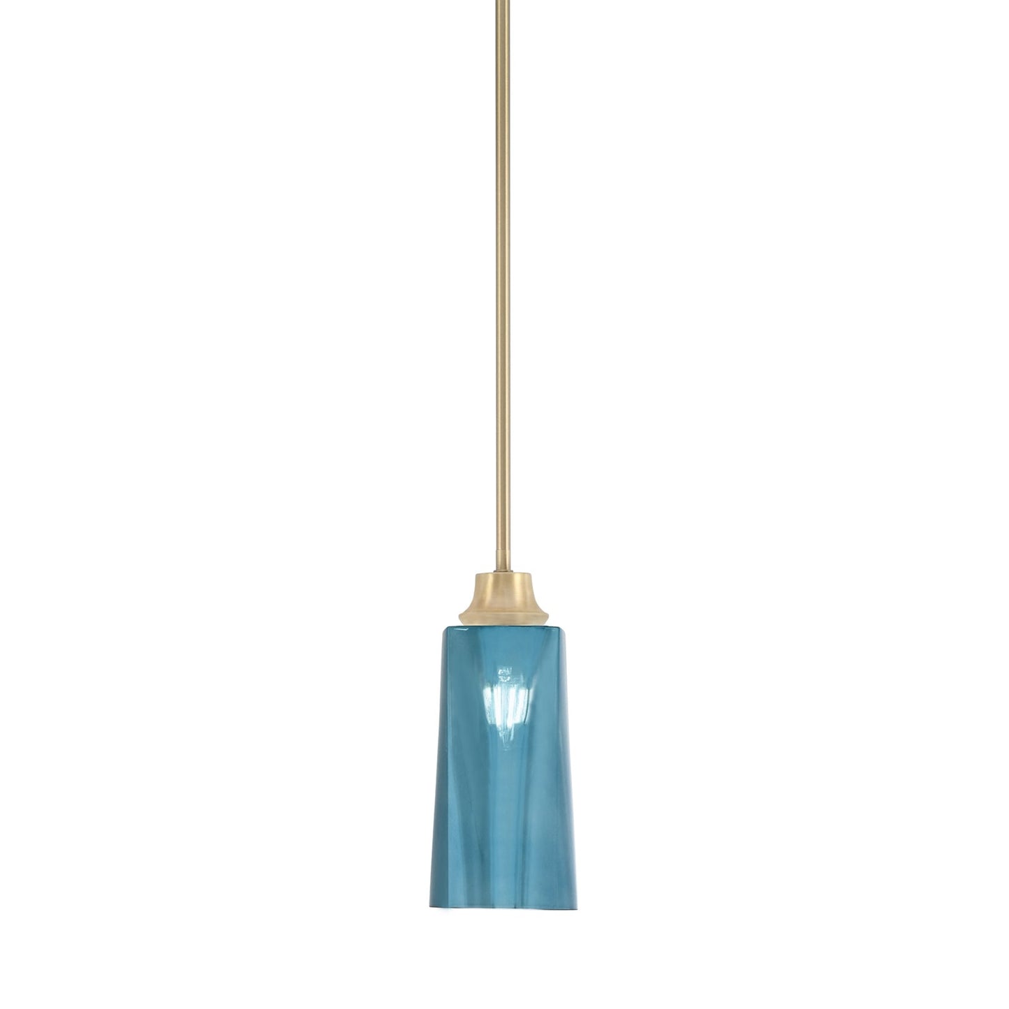 Toltec Stem 5in 1-Light Pendant | New Age Brass Steel and Blue Gradient Glass | Kitchen Island & Dining Room | 5.25 x 11.75 in | Model 33-NAB-295