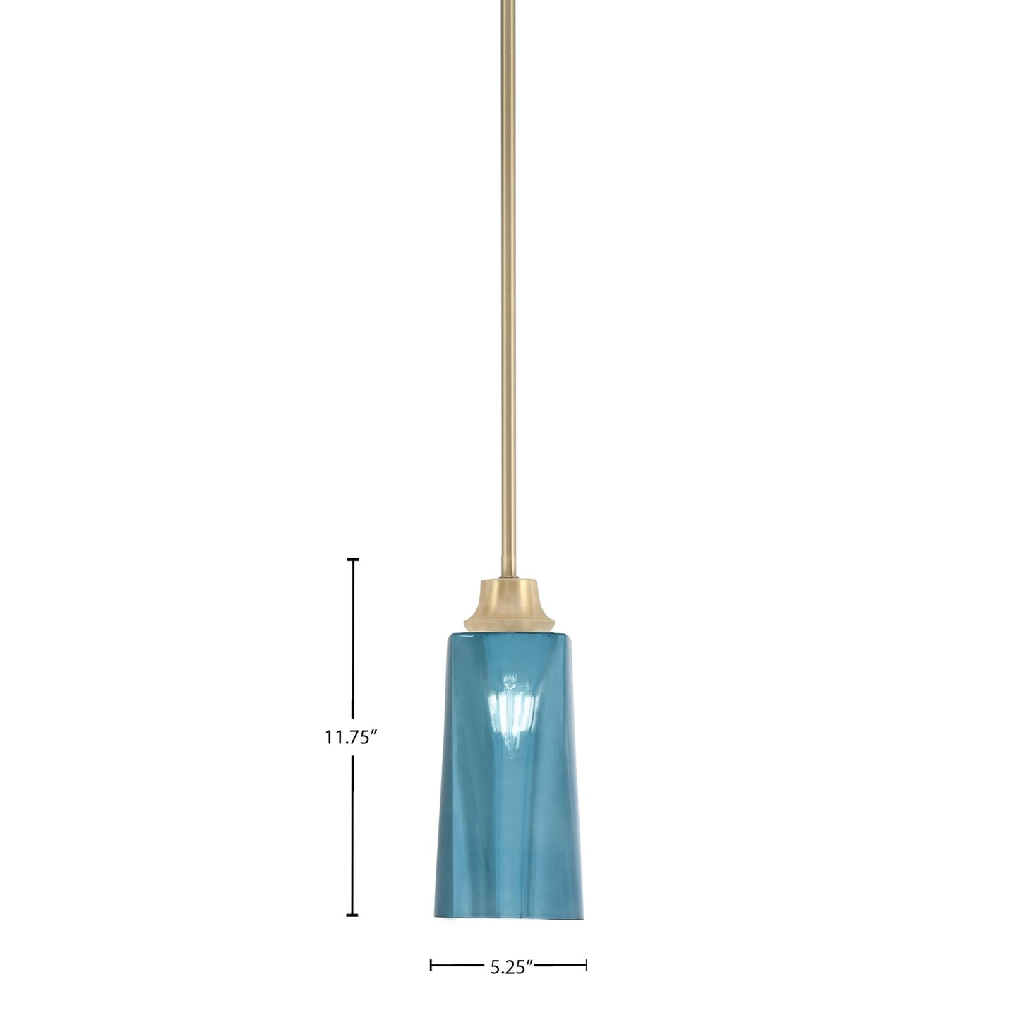 Toltec Stem 5in 1-Light Pendant | New Age Brass Steel and Blue Gradient Glass | Kitchen Island & Dining Room | 5.25 x 11.75 in | Model 33-NAB-295