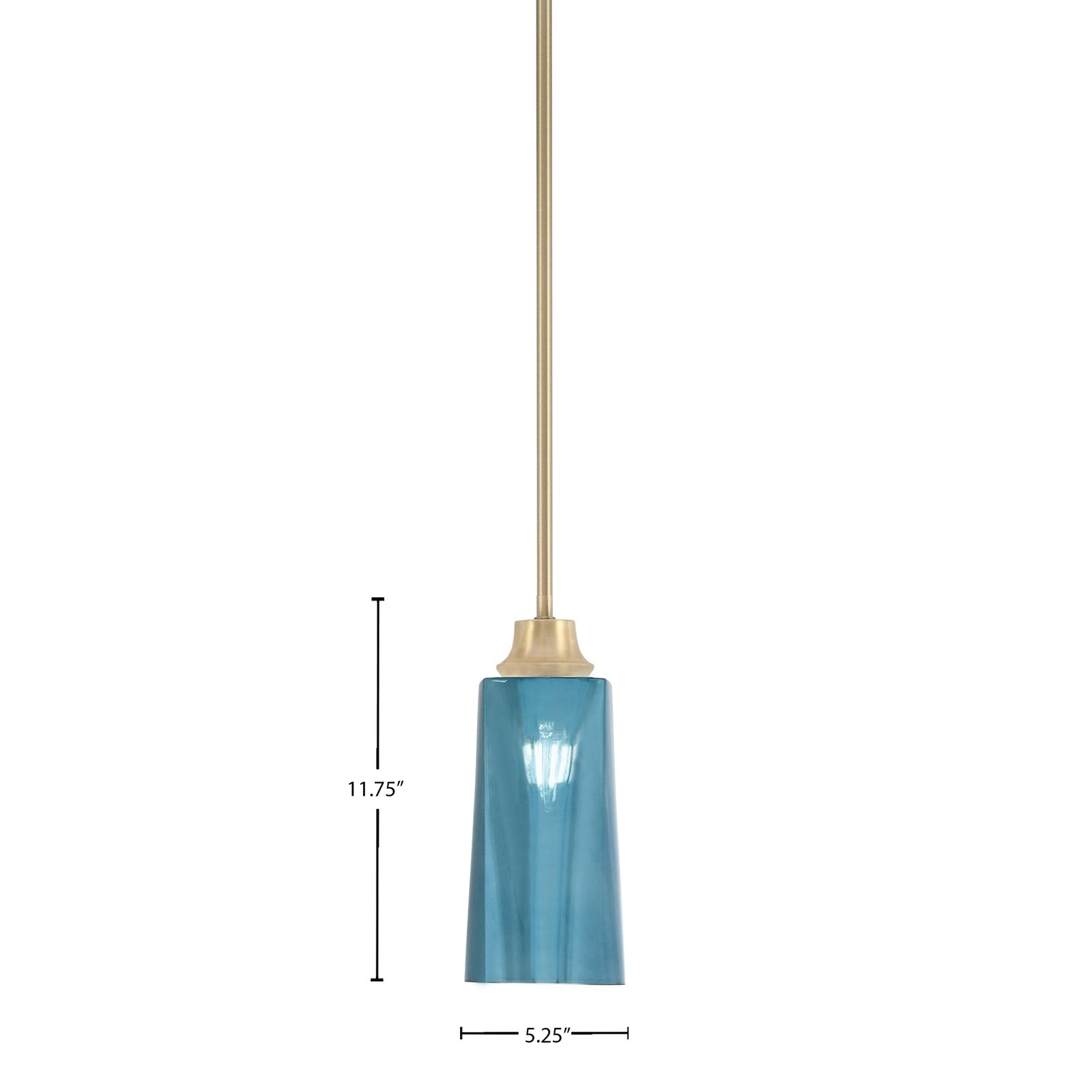 Toltec Stem 5in 1-Light Pendant | New Age Brass Steel and Blue Gradient Glass | Kitchen Island & Dining Room | 5.25 x 11.75 in | Model 33-NAB-295