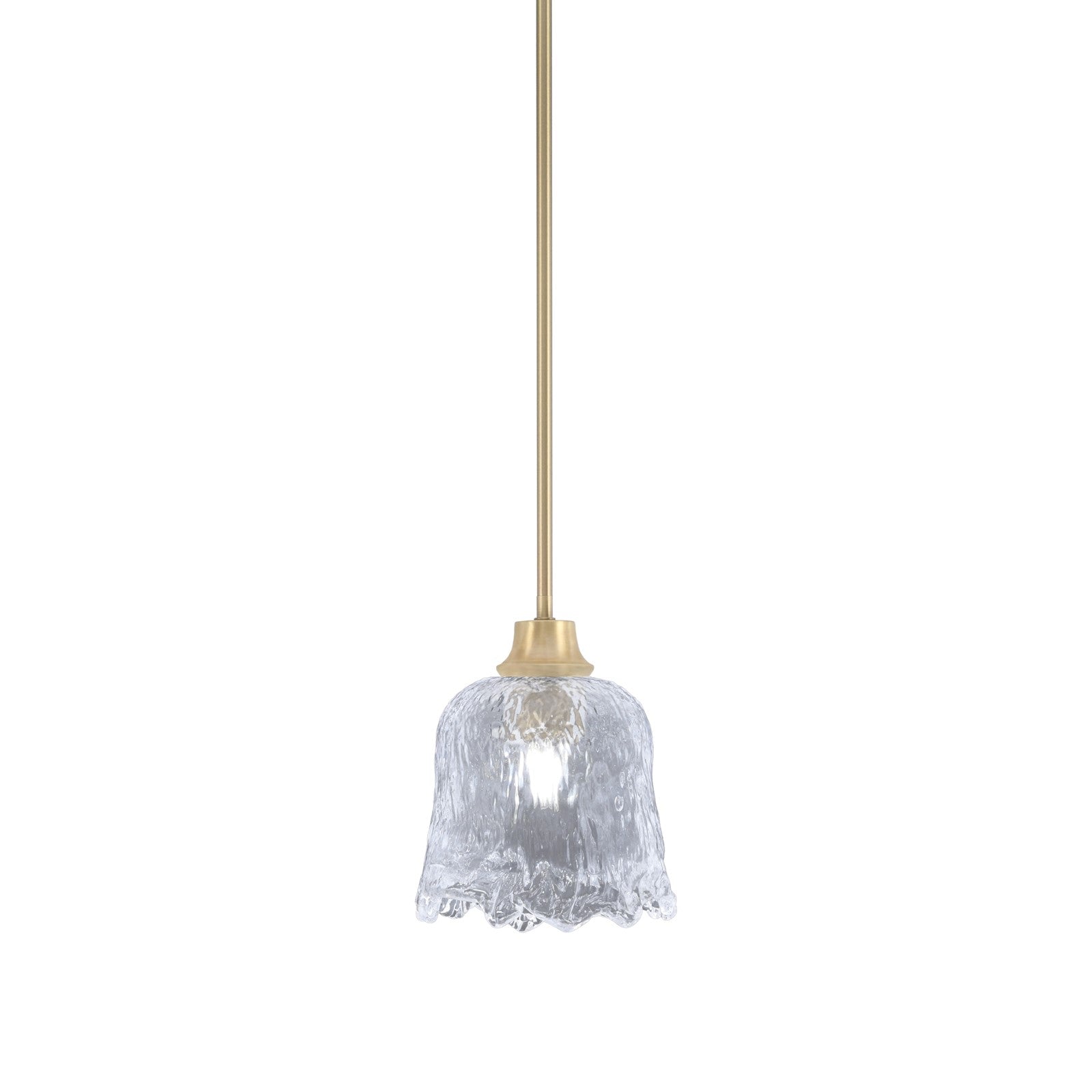 Toltec Stem 7in 1-Light Pendant | New Age Brass Steel and Clear Lava Glass | Kitchen Island & Dining Room | 7 x 8.75 in | Model 33-NAB-4230