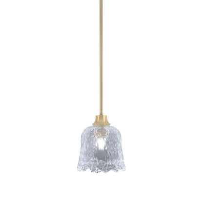 Toltec Stem 7in 1-Light Pendant | New Age Brass Steel and Clear Lava Glass | Kitchen Island & Dining Room | 7 x 8.75 in | Model 33-NAB-4230