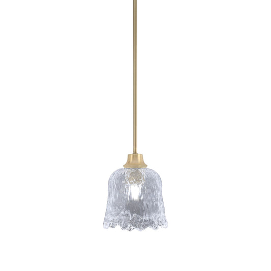 Toltec Stem 7in 1-Light Pendant | New Age Brass Steel and Clear Lava Glass | Kitchen Island & Dining Room | 7 x 8.75 in | Model 33-NAB-4230