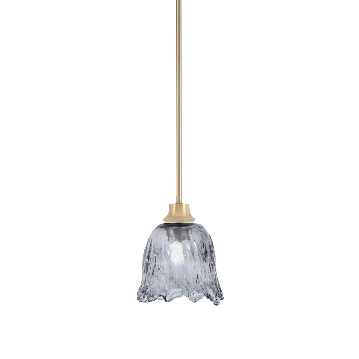 Toltec Stem 7in 1-Light Pendant | New Age Brass Steel and Smoke Lava Glass | Kitchen Island & Dining Room | 7 x 8.75 in | Model 33-NAB-4232