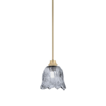 Toltec Stem 7in 1-Light Pendant | New Age Brass Steel and Smoke Lava Glass | Kitchen Island & Dining Room | 7 x 8.75 in | Model 33-NAB-4232