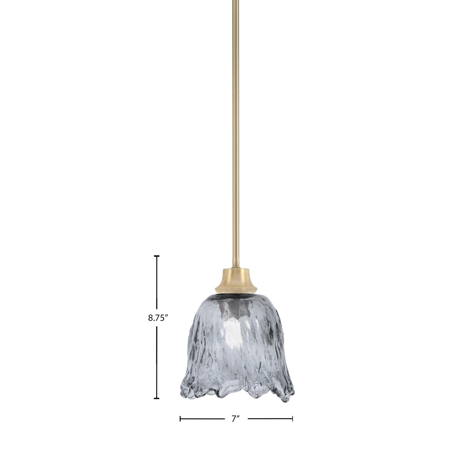 Toltec Stem 7in 1-Light Pendant | New Age Brass Steel and Smoke Lava Glass | Kitchen Island & Dining Room | 7 x 8.75 in | Model 33-NAB-4232