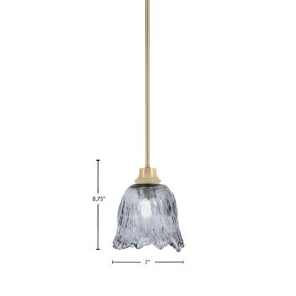 Toltec Stem 7in 1-Light Pendant | New Age Brass Steel and Smoke Lava Glass | Kitchen Island & Dining Room | 7 x 8.75 in | Model 33-NAB-4232