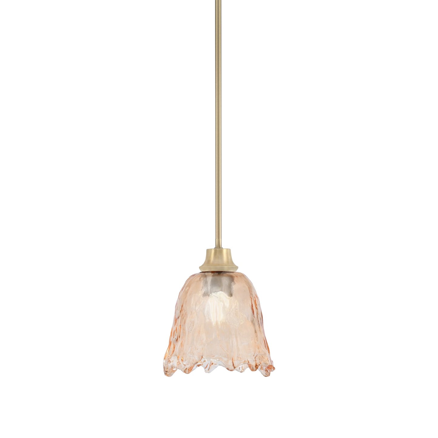 Toltec Stem 7in 1-Light Pendant | New Age Brass Steel and Amber Lava Glass | Kitchen Island & Dining Room | 7 x 8.75 in | Model 33-NAB-4233