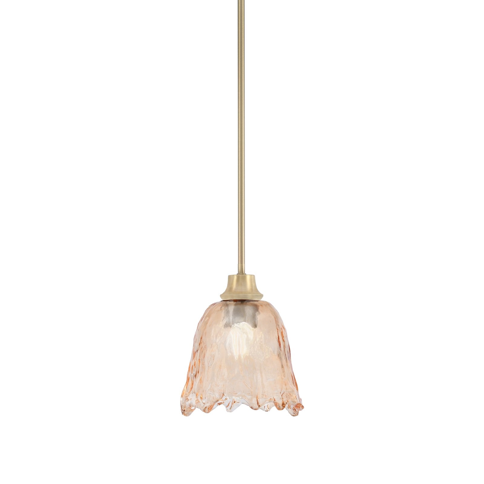 Toltec Stem 7in 1-Light Pendant | New Age Brass Steel and Amber Lava Glass | Kitchen Island & Dining Room | 7 x 8.75 in | Model 33-NAB-4233