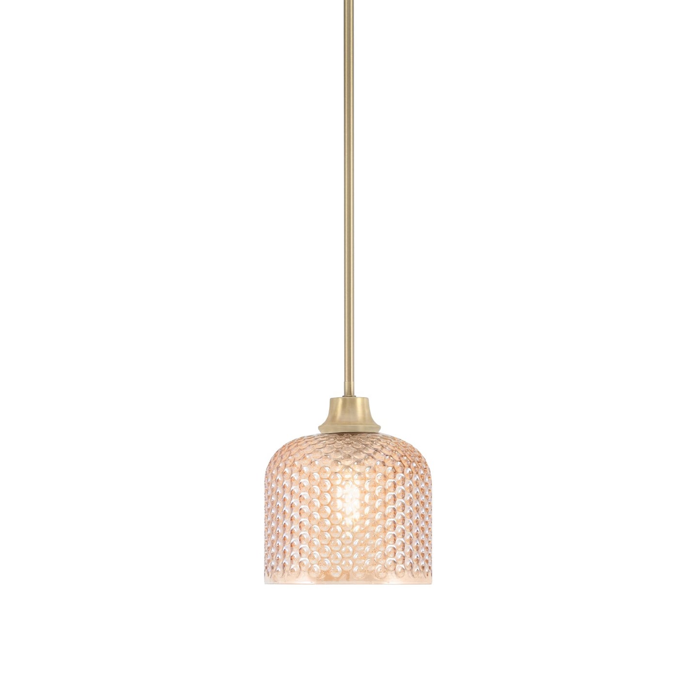Toltec Stem 6in 1-Light Pendant | New Age Brass Steel and Amber Textured Glass | Kitchen Island & Dining Room | 6 x 7 in | Model 33-NAB-4613