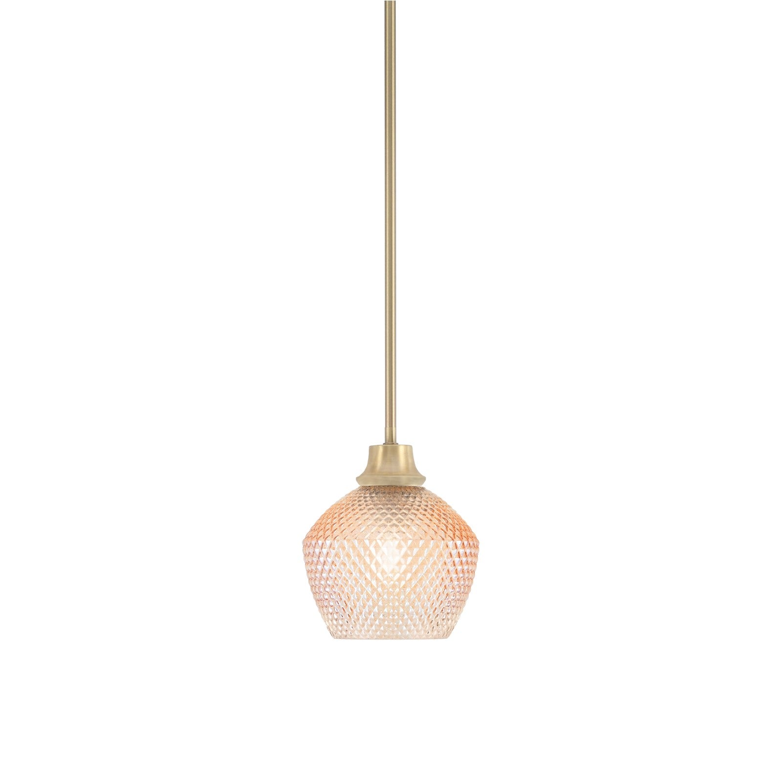 Toltec Stem 5in 1-Light Pendant | New Age Brass Steel and Amber Textured Glass | Kitchen Island & Bar | 5 x 7.5 in | Model 33-NAB-4623