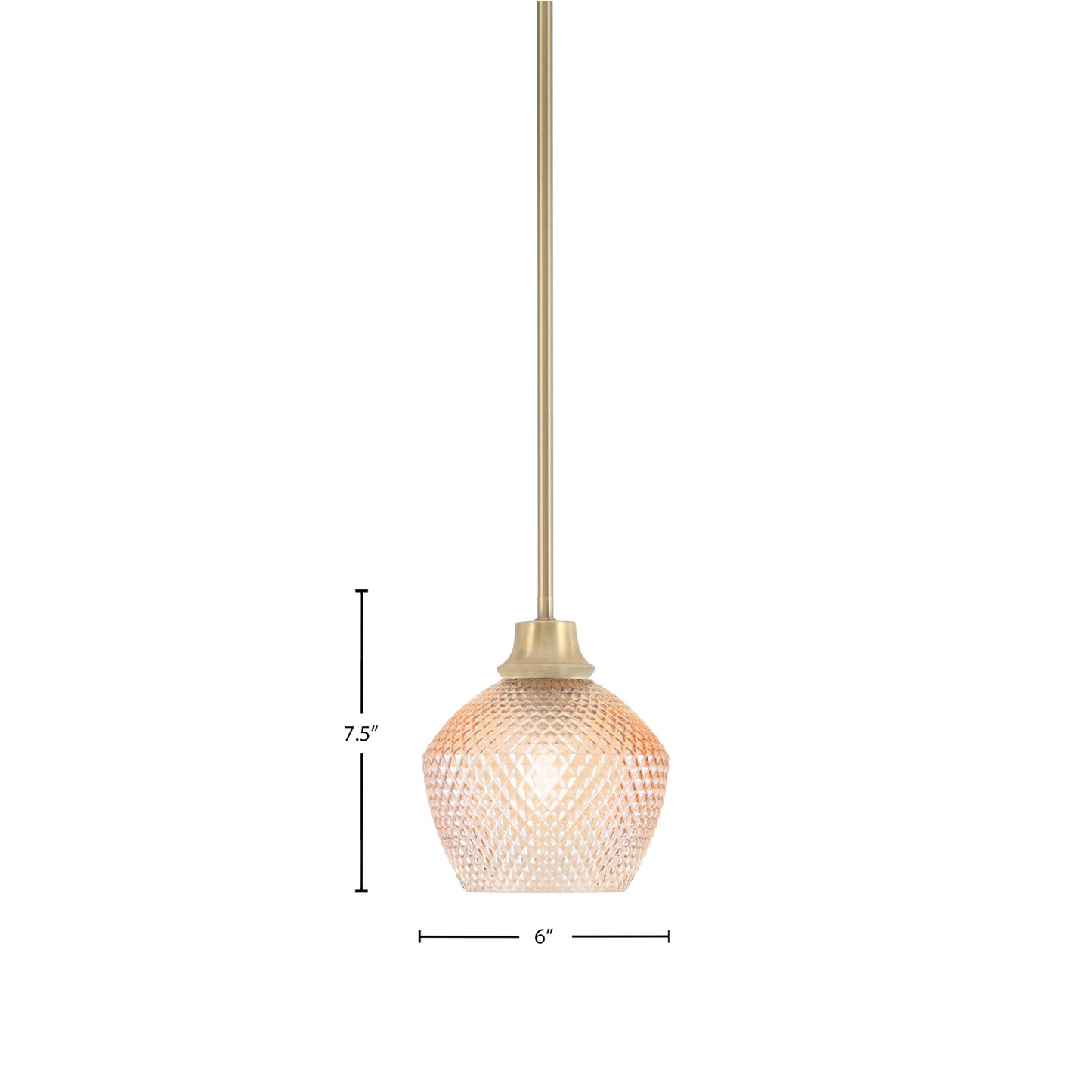 Toltec Stem 5in 1-Light Pendant | New Age Brass Steel and Amber Textured Glass | Kitchen Island & Bar | 5 x 7.5 in | Model 33-NAB-4623