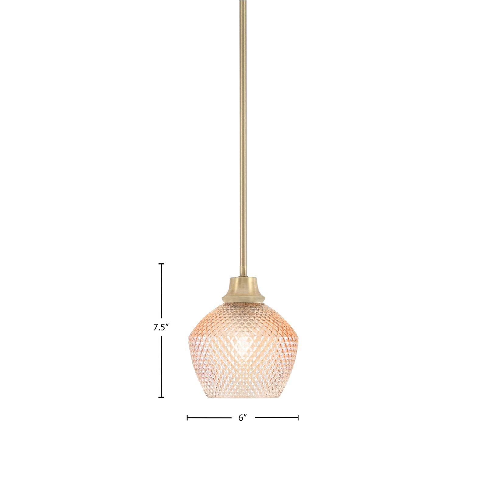 Toltec Stem 5in 1-Light Pendant | New Age Brass Steel and Amber Textured Glass | Kitchen Island & Bar | 5 x 7.5 in | Model 33-NAB-4623
