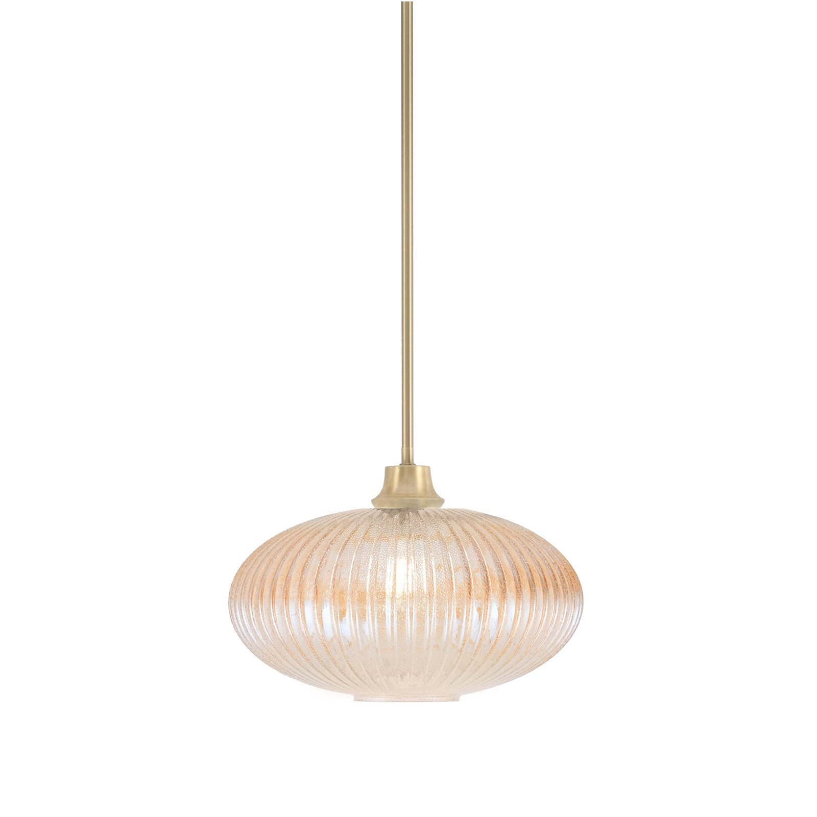 Toltec Stem 12in 1-Light Pendant | New Age Brass Steel and Amber Textured Glass | Kitchen Island & Dining Room | 12 x 9 in | Model 33-NAB-4653