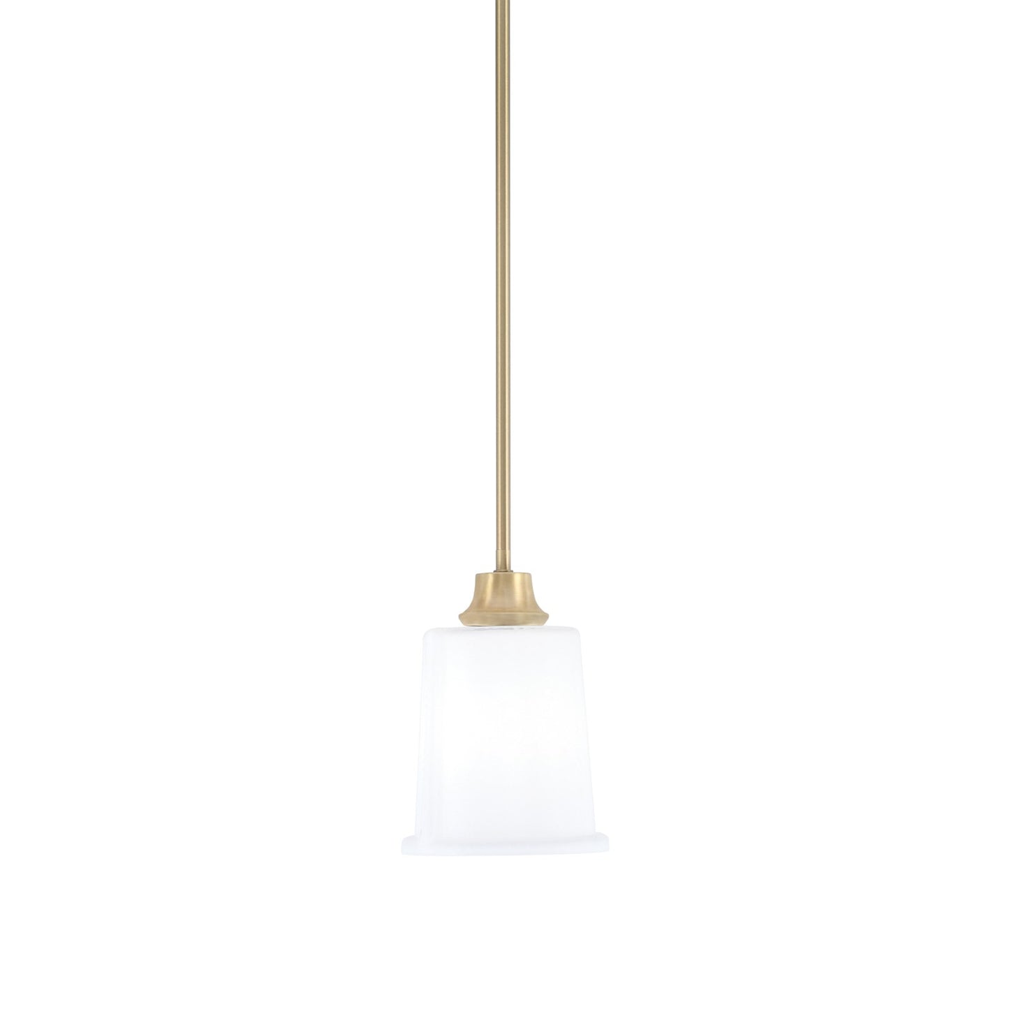 Toltec Stem 5.25in 1-Light Pendant | New Age Brass Steel and White Opal Glass | Kitchen Island & Dining Room | 5.25 x 7.75 in | Model 33-NAB-5031