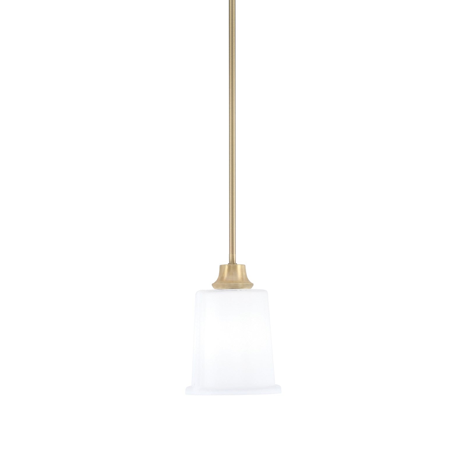 Toltec Stem 5.25in 1-Light Pendant | New Age Brass Steel and White Opal Glass | Kitchen Island & Dining Room | 5.25 x 7.75 in | Model 33-NAB-5031