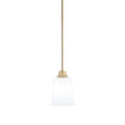 Toltec Stem 5.25in 1-Light Pendant | New Age Brass Steel and White Opal Glass | Kitchen Island & Dining Room | 5.25 x 7.75 in | Model 33-NAB-5031