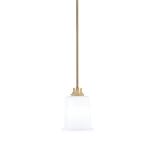 Toltec Stem 5.25in 1-Light Pendant | New Age Brass Steel and White Opal Glass | Kitchen Island & Dining Room | 5.25 x 7.75 in | Model 33-NAB-5031