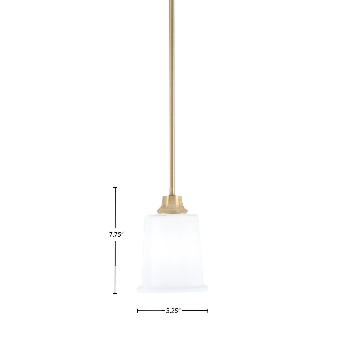 Toltec Stem 5.25in 1-Light Pendant | New Age Brass Steel and White Opal Glass | Kitchen Island & Dining Room | 5.25 x 7.75 in | Model 33-NAB-5031