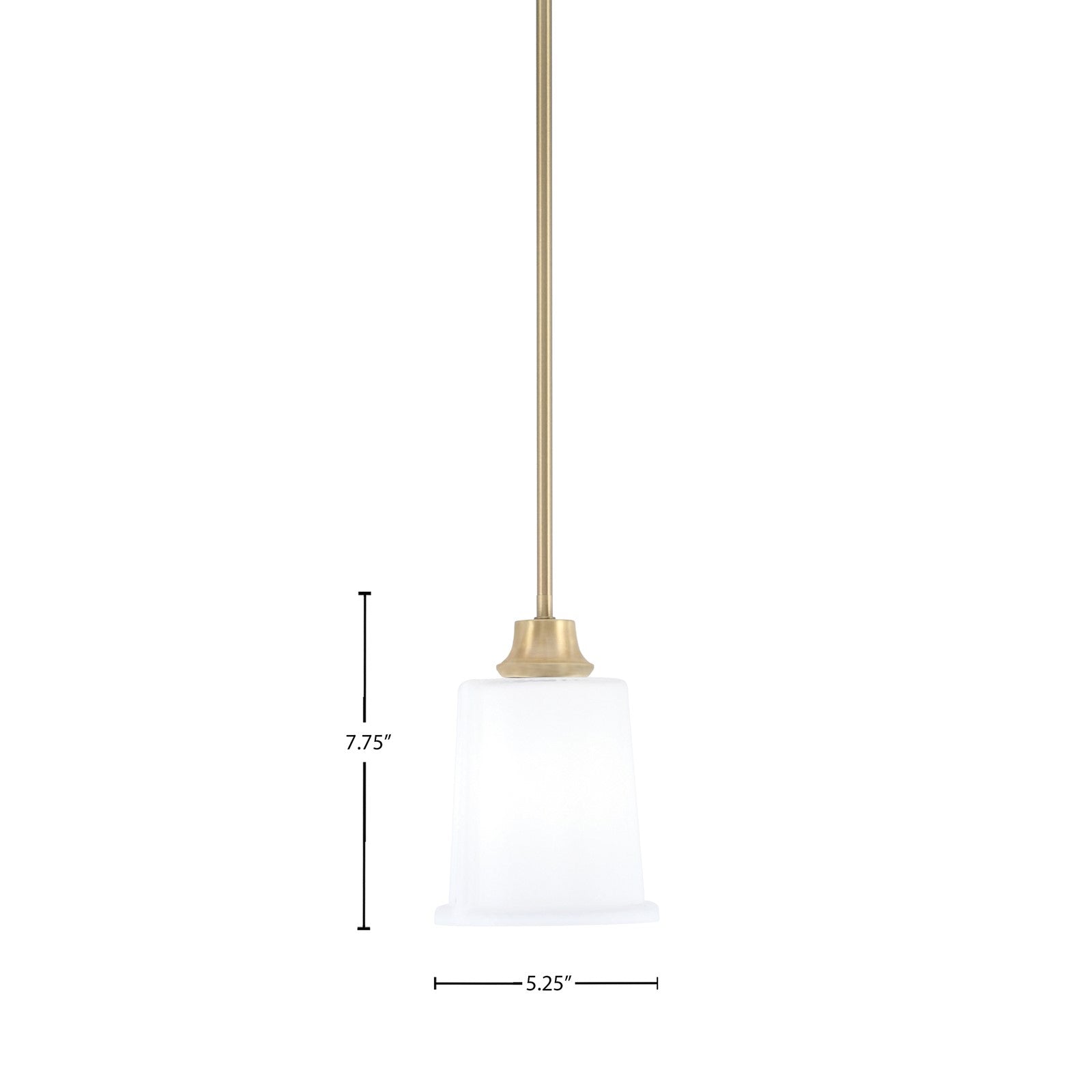 Toltec Stem 5.25in 1-Light Pendant | New Age Brass Steel and White Opal Glass | Kitchen Island & Dining Room | 5.25 x 7.75 in | Model 33-NAB-5031