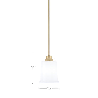 Toltec Stem 5.25in 1-Light Pendant | New Age Brass Steel and White Opal Glass | Kitchen Island & Dining Room | 5.25 x 7.75 in | Model 33-NAB-5031