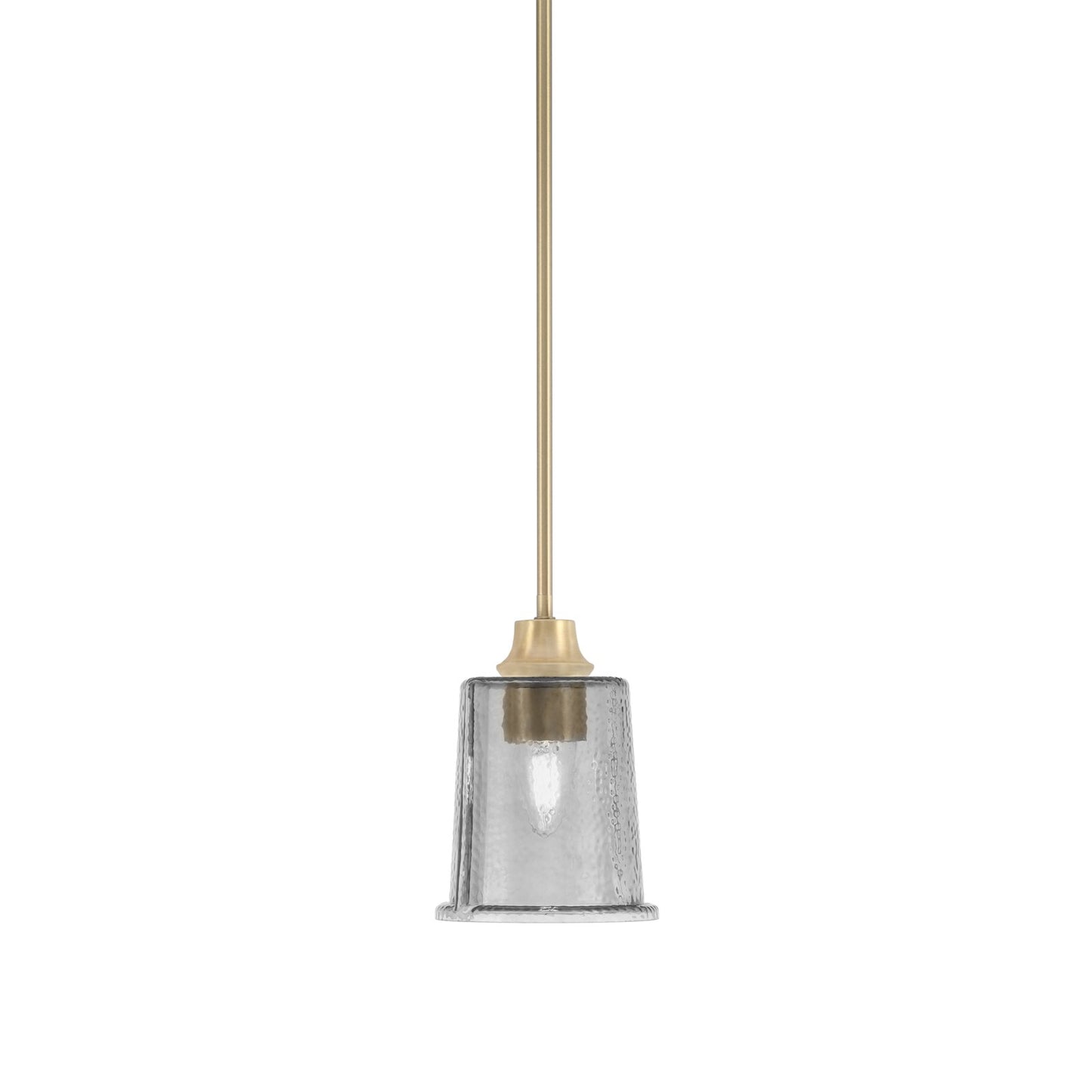 Toltec Stem 5.25in 1-Light Pendant | New Age Brass Steel and Smoke Bubble Glass | Kitchen Island & Dining Room | 5.25 x 7.75 in | Model 33-NAB-5032
