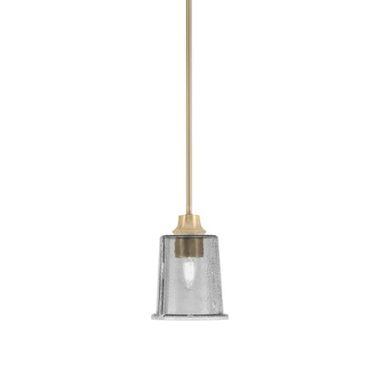 Toltec Stem 5.25in 1-Light Pendant | New Age Brass Steel and Smoke Bubble Glass | Kitchen Island & Dining Room | 5.25 x 7.75 in | Model 33-NAB-5032