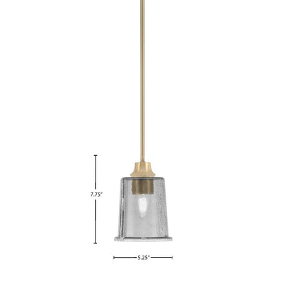 Toltec Stem 5.25in 1-Light Pendant | New Age Brass Steel and Smoke Bubble Glass | Kitchen Island & Dining Room | 5.25 x 7.75 in | Model 33-NAB-5032