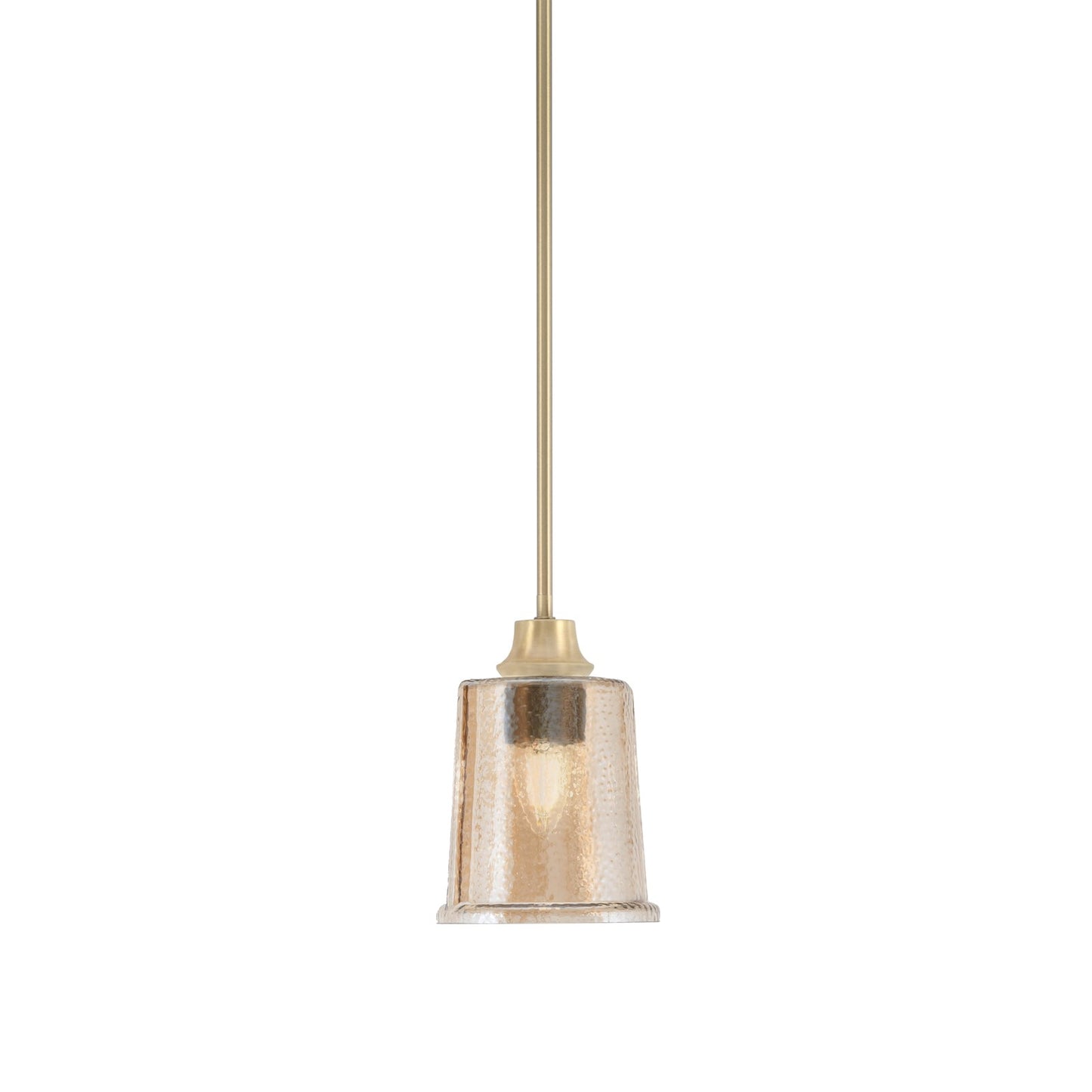 Toltec Stem 5.25in 1-Light Pendant | New Age Brass Steel and Amber Bubble Glass | Kitchen Island & Dining Room | 5.25 x 7.75 in | Model 33-NAB-5033