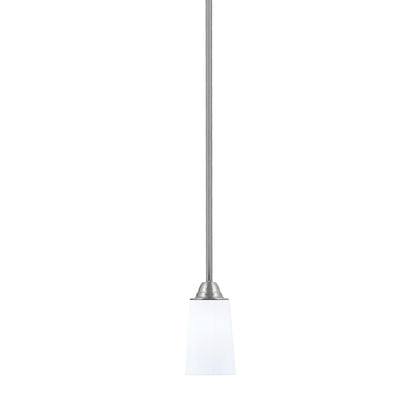 Toltec Paramount 4.5in 1-Light Mini Pendant | Transitional Brushed Nickel and White Opal Glass | Kitchen Island & Dining Room | Model 3401-BN-261