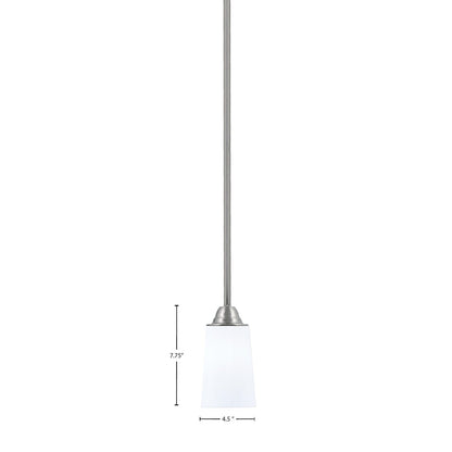 Toltec Paramount 4.5in 1-Light Mini Pendant | Transitional Brushed Nickel and White Opal Glass | Kitchen Island & Dining Room | Model 3401-BN-261