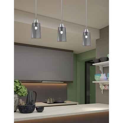 Toltec Paramount 4.5in 1-Light Mini Pendant | Modern Brushed Nickel and Smoke Bubble Glass | Kitchen Island & Dining Room | Model 3401-BN-262