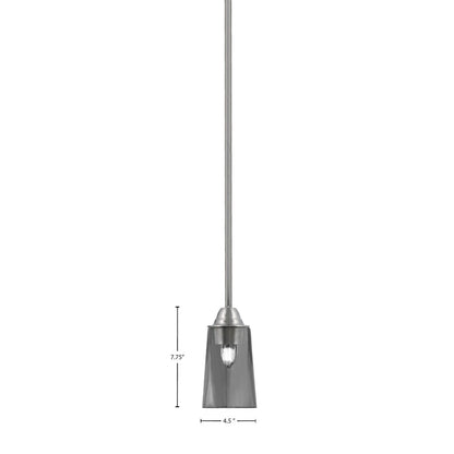 Toltec Paramount 4.5in 1-Light Mini Pendant | Modern Brushed Nickel and Smoke Bubble Glass | Kitchen Island & Dining Room | Model 3401-BN-262