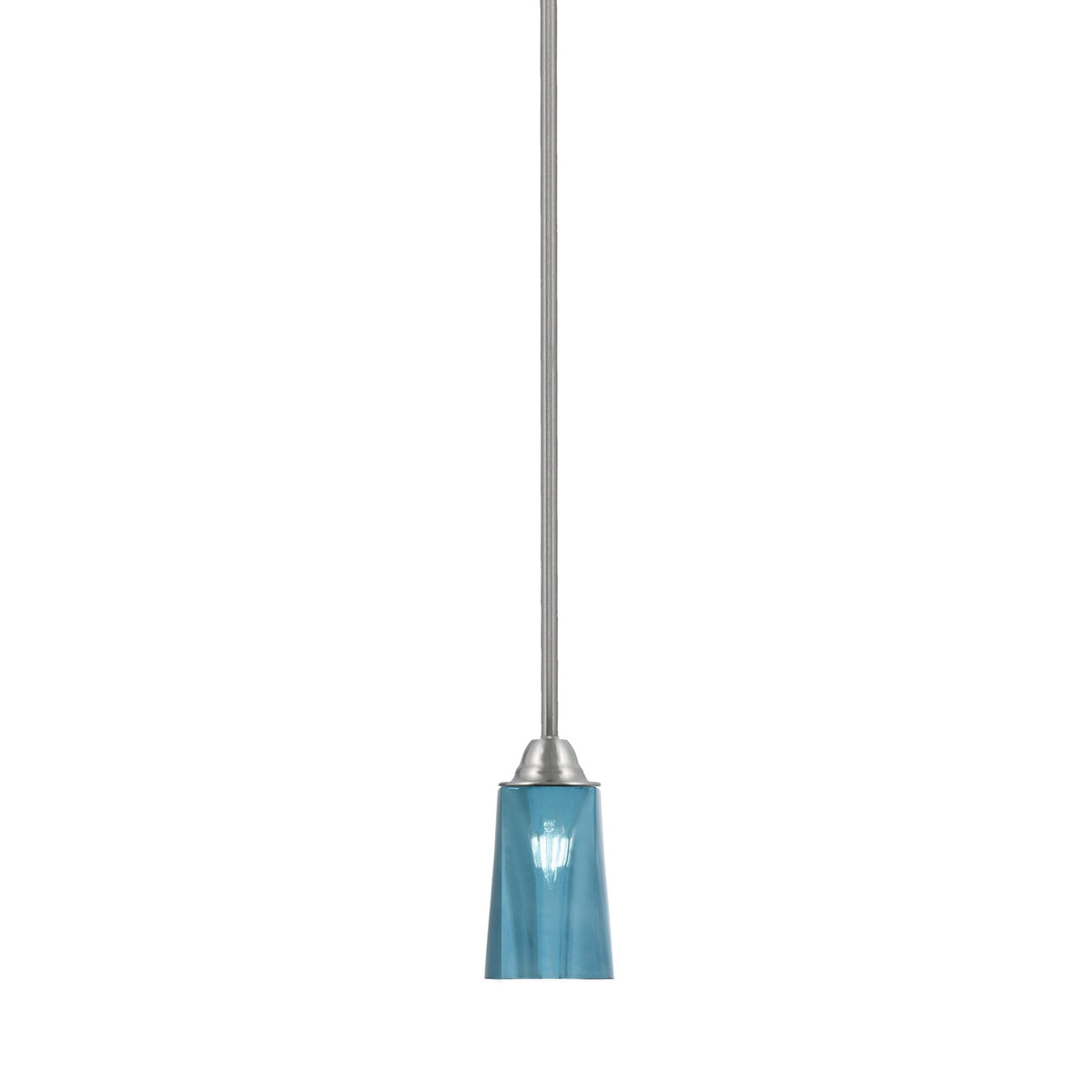 Toltec Paramount 4.5in 1-Light Mini Pendant | Modern Brushed Nickel and Blue Gradient Glass | Kitchen Island & Dining Room | Model 3401-BN-265