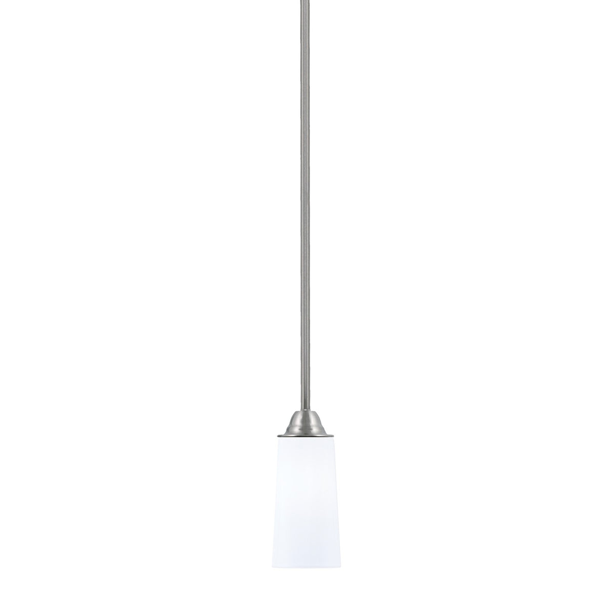 Toltec Paramount 5in 1-Light Mini Pendant | Modern Brushed Nickel and White Opal Glass | Kitchen Island & Dining Room | Model 3401-BN-291