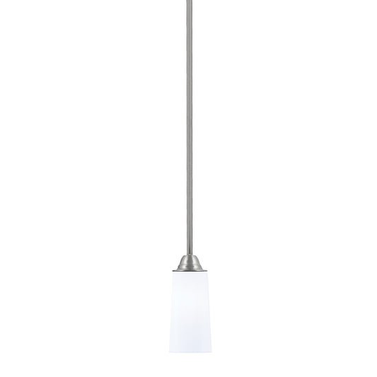 Toltec Paramount 5in 1-Light Mini Pendant | Modern Brushed Nickel and White Opal Glass | Kitchen Island & Dining Room | Model 3401-BN-291