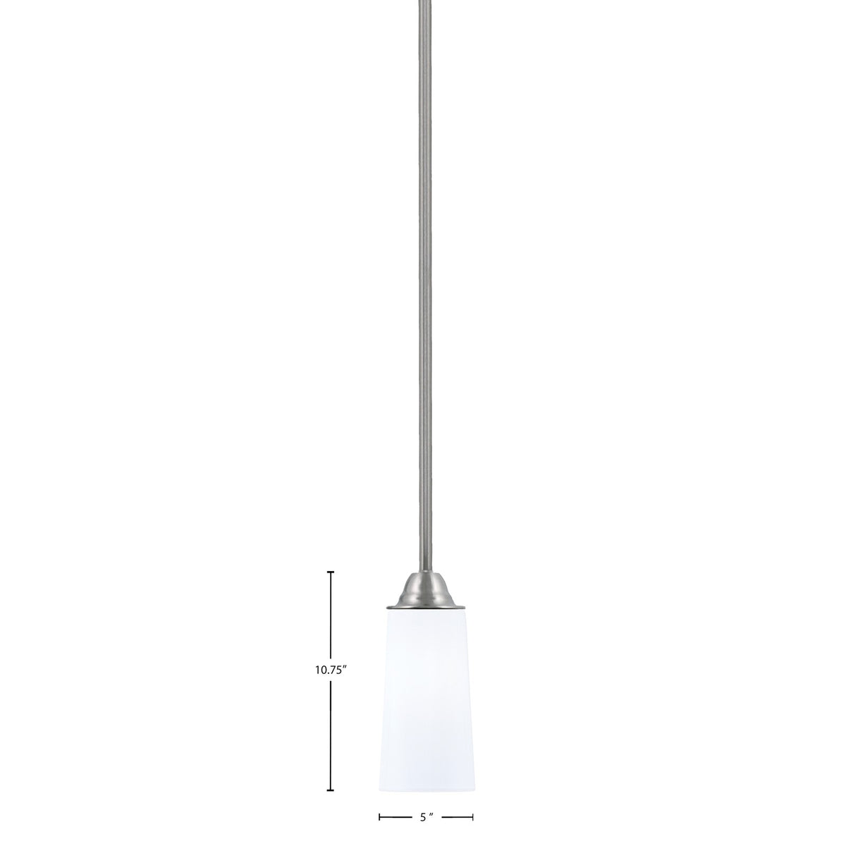 Toltec Paramount 5in 1-Light Mini Pendant | Modern Brushed Nickel and White Opal Glass | Kitchen Island & Dining Room | Model 3401-BN-291