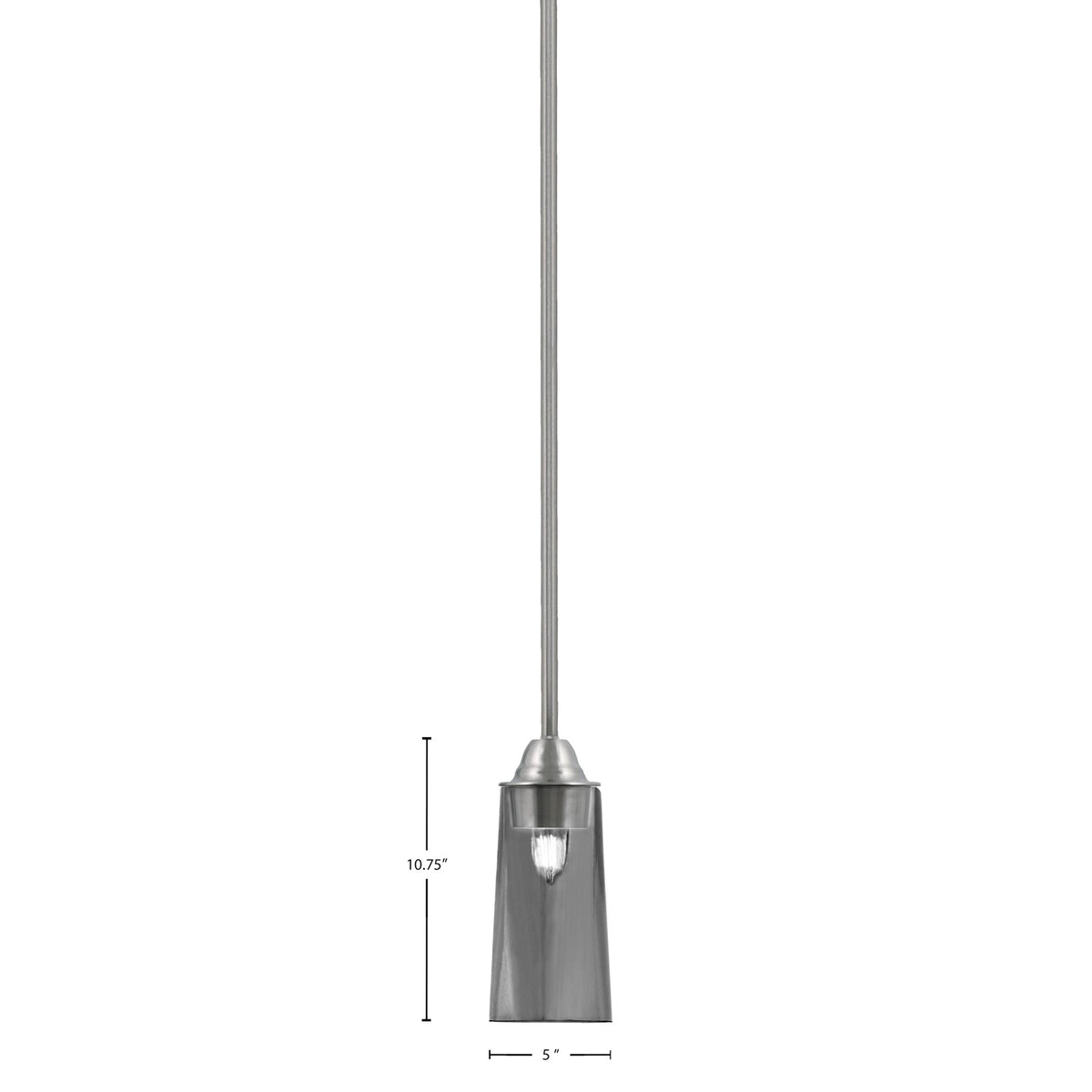 Toltec Paramount 5in 1-Light Mini Pendant | Modern Brushed Nickel and Smoke Bubble Glass | Kitchen Island & Dining Room | Model 3401-BN-292