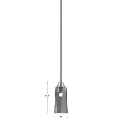 Toltec Paramount 5in 1-Light Mini Pendant | Modern Brushed Nickel and Smoke Bubble Glass | Kitchen Island & Dining Room | Model 3401-BN-292