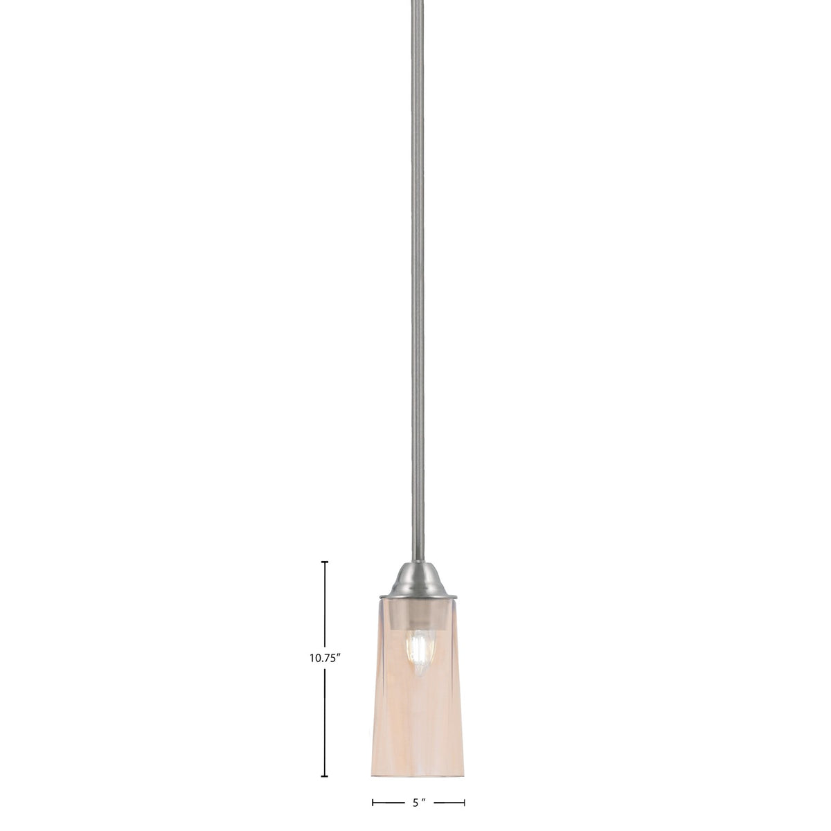Toltec Paramount 5in 1-Light Mini Pendant | Modern Brushed Nickel and Amber Gradient Glass | Kitchen Island & Dining Room | Model 3401-BN-293