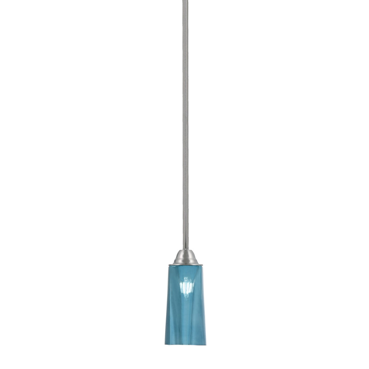 Toltec Paramount 5in 1-Light Mini Pendant | Contemporary Brushed Nickel and Blue Gradient Glass | Kitchen Island & Dining Room | Model 3401-BN-295