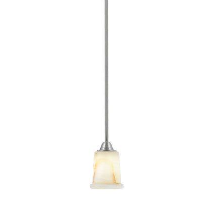 Toltec Paramount 5in 1-Light Mini Pendant | Brushed Nickel and Natural Stone Glass | Kitchen Island & Dining Room | 5 x 7 in | Model 3401-BN-4128