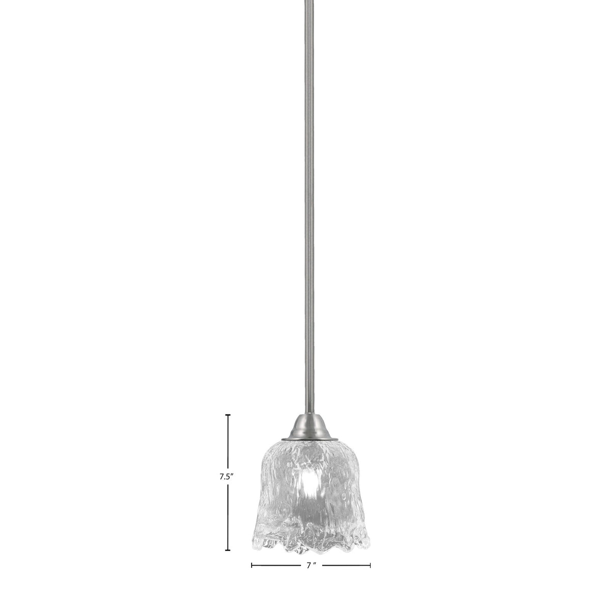 Toltec Paramount 7in 1-Light Mini Pendant | Brushed Nickel and Clear Lava Glass | Kitchen Island & Dining Room | 7 x 7.5 in | Model 3401-BN-4230