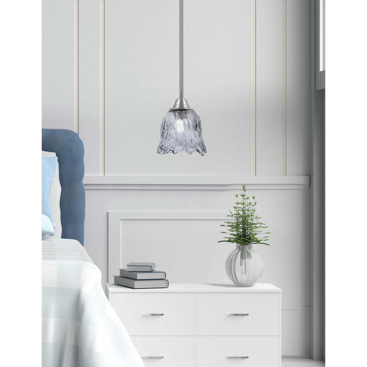 Toltec Paramount 7in 1-Light Mini Pendant | Brushed Nickel and Smoke Lava Glass | Kitchen Island & Dining Room | 7 x 7.5 in | Model 3401-BN-4232