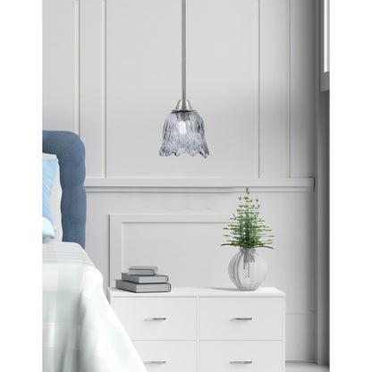 Toltec Paramount 7in 1-Light Mini Pendant | Brushed Nickel and Smoke Lava Glass | Kitchen Island & Dining Room | 7 x 7.5 in | Model 3401-BN-4232