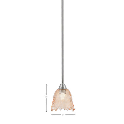 Toltec Paramount 7in 1-Light Mini Pendant | Brushed Nickel and Amber Lava Glass | Kitchen Island & Dining Room | 7 x 7.5 in | Model 3401-BN-4233
