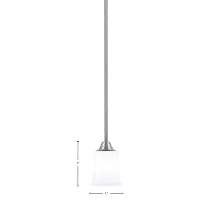 Toltec Paramount 5in 1-Light Mini Pendant | Contemporary Brushed Nickel and White Opal Glass | Kitchen Island & Dining Room | Model 3401-BN-5031