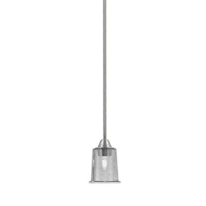 Toltec Paramount 5in 1-Light Mini Pendant | Contemporary Brushed Nickel and Smoke Bubble Glass | Kitchen Island & Dining Room | Model 3401-BN-5032